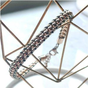 Rose Gold Beaded Cream & Black Thread Bracelet, Layering, Boho